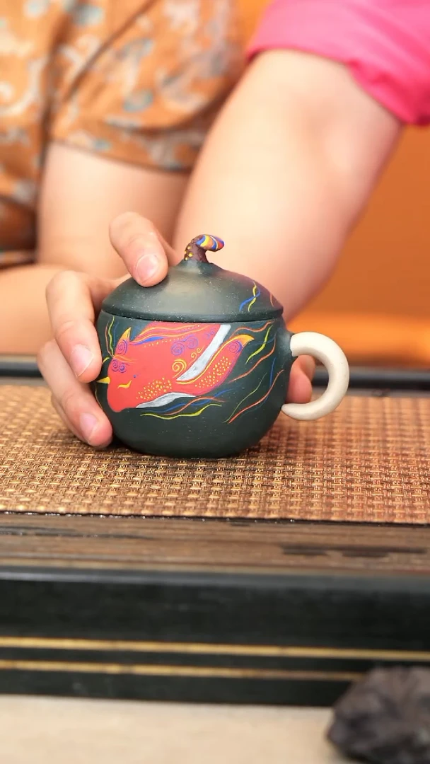 茶壶紫砂紫砂TZP25 鲸盖杯 天星绿