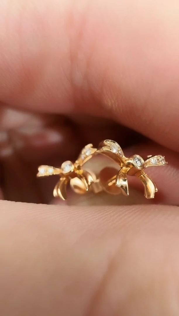 【闪购商品】钻石耳饰18K金镶嵌k玫耳饰1.25g