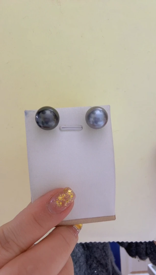 【闪购商品】海水珍珠耳饰未镶嵌大溪地12.5-13mm+S925银耳钉