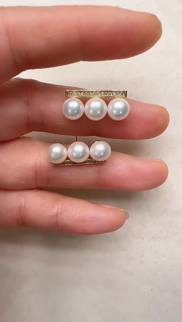 【闪购商品】淡水珍珠耳饰合金金色平衡木