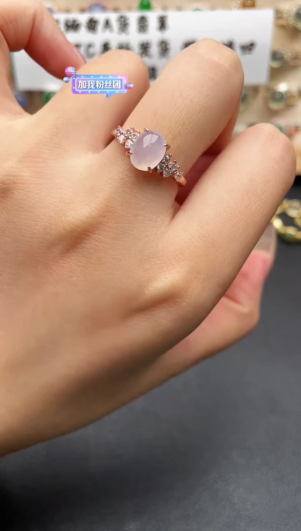 银S925镶嵌戒指翡翠一物一证一礼盒