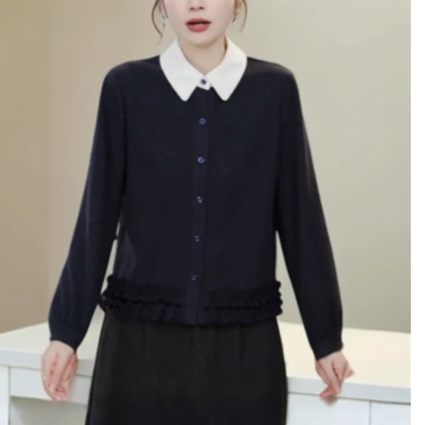 2025冬季设计感木耳边气质百搭加厚女士澳绒小衫