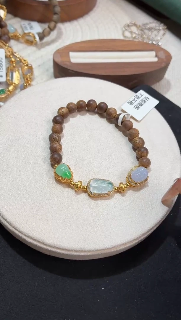 吊坠(不含链)银S925镶嵌翡翠手串