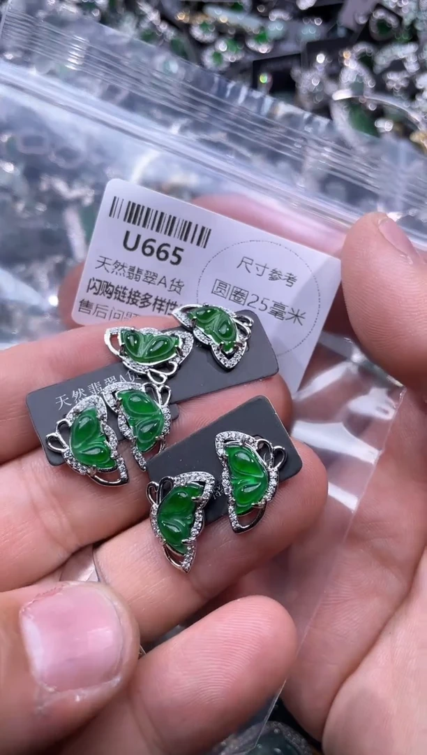 【闪购商品】翡翠颈饰未镶嵌U665耳钉 多样性发其一