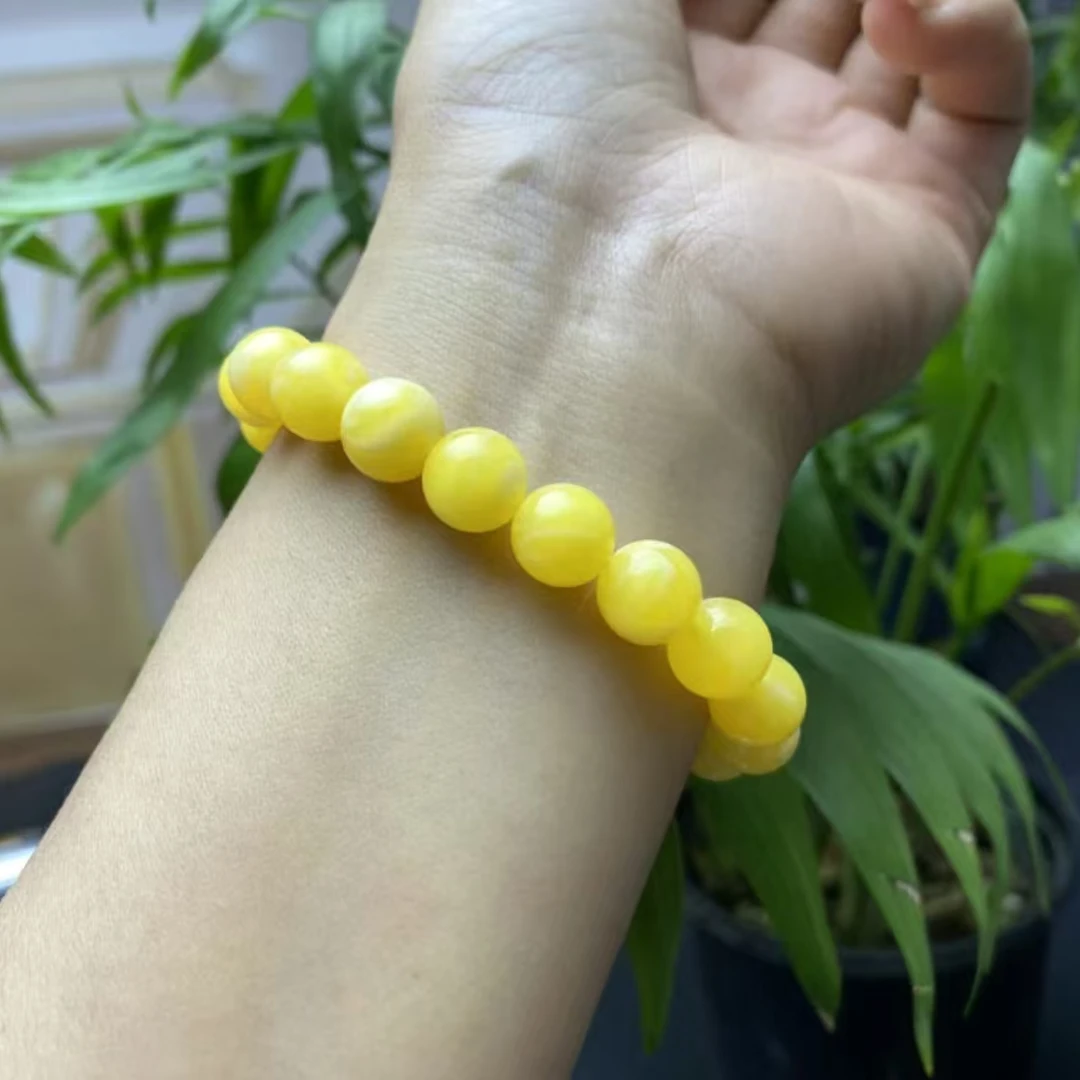 【蜜蜡鸡油黄10mm】满蜡精美时尚百搭