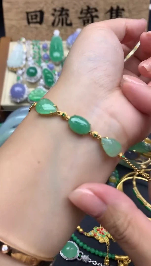 【闪购商品】翡翠手串18K金镶嵌553-中国好珍宝