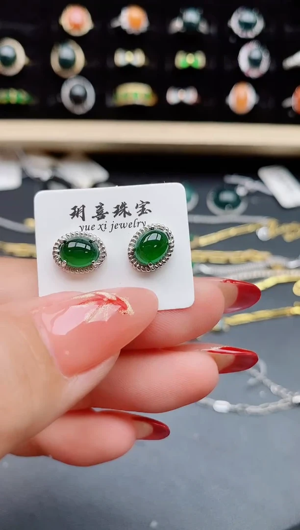 【闪购商品】翡翠耳饰银S925镶嵌121212