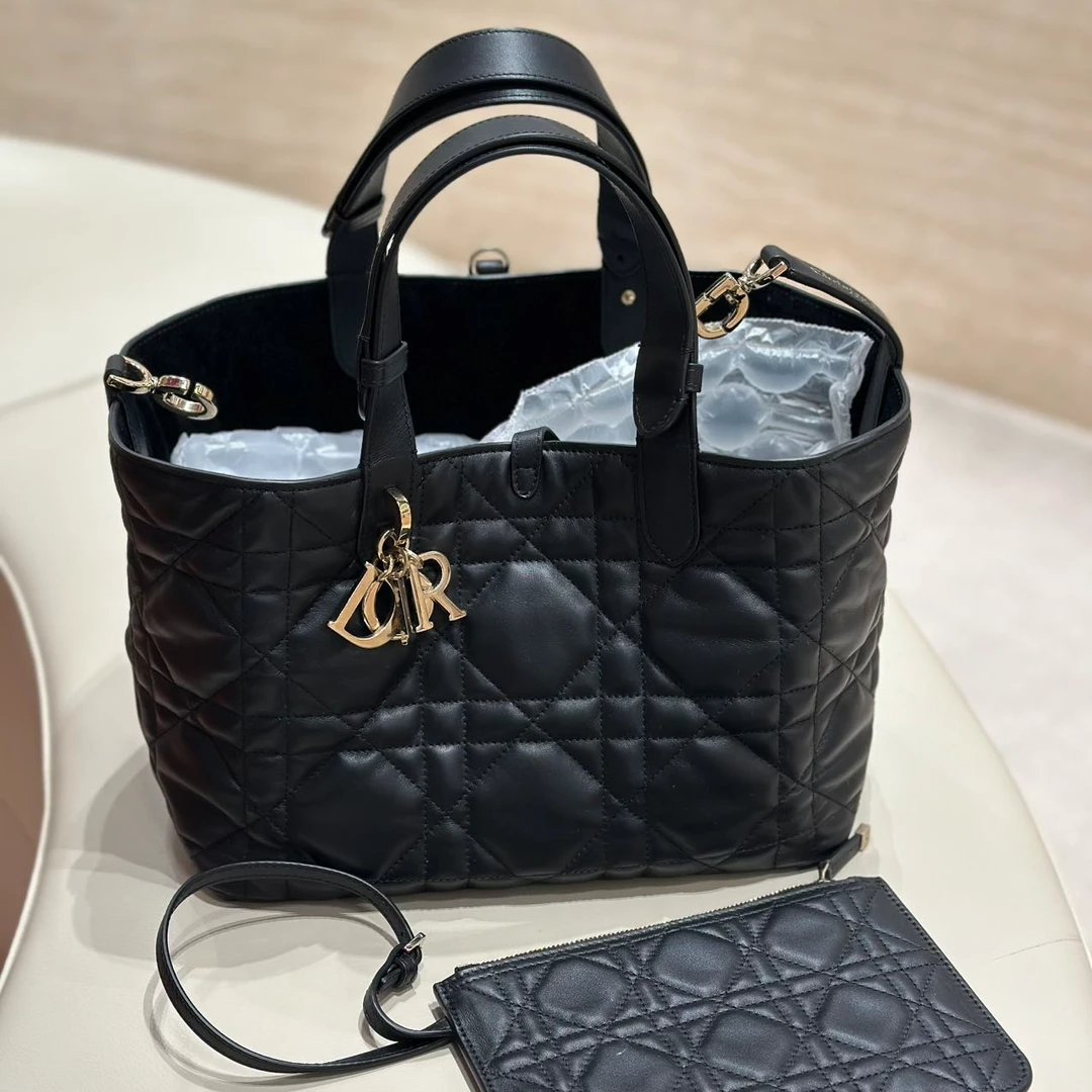 95新 DIOR/迪奥 土著 中号 黑色 牛皮 金扣 23年/122921