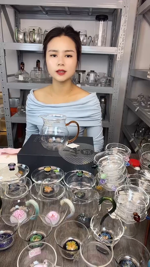 手工艺品玻璃禾器  观禄煮茶器琥珀色