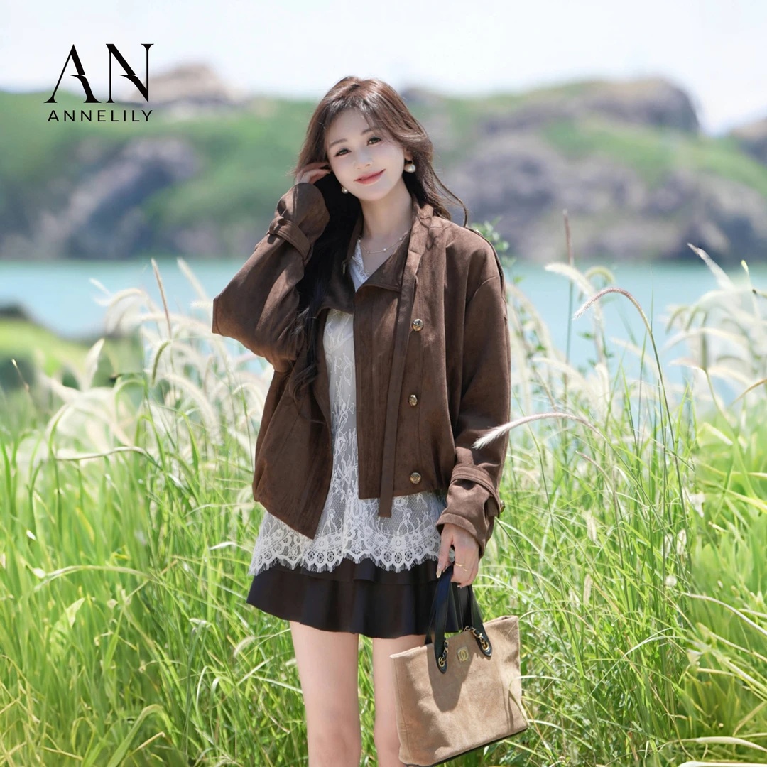 ANNELILY安琪琪【宁简】秋季新款气质百搭风衣外套AW2508098