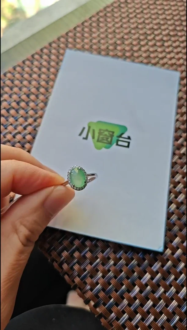 【闪购商品】翡翠戒指银S925镶嵌翡翠戒指S925银镶嵌