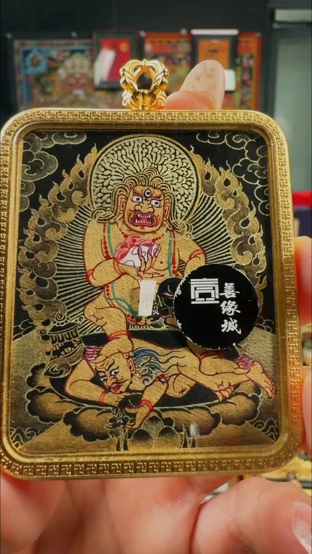 吊坠壹善缘城手绘唐卡黑C