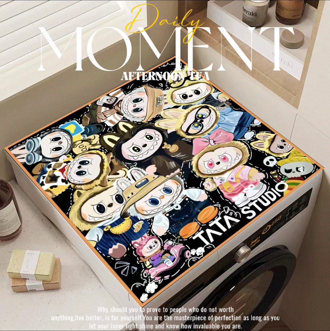 山海-489【60x60】卡通滚筒洗衣机盖垫硅藻泥吸水防滑耐脏盖布