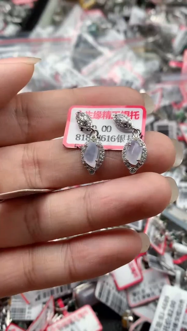 银S925镶嵌戒指翡翠天然A货缅甸翡翠