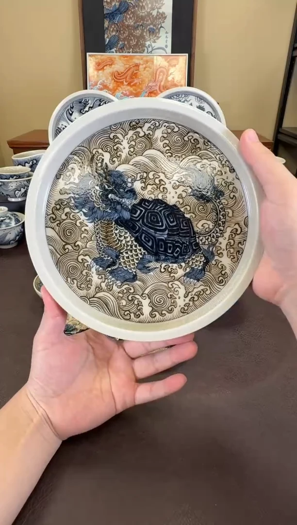 二号釉龙龟纹壶承