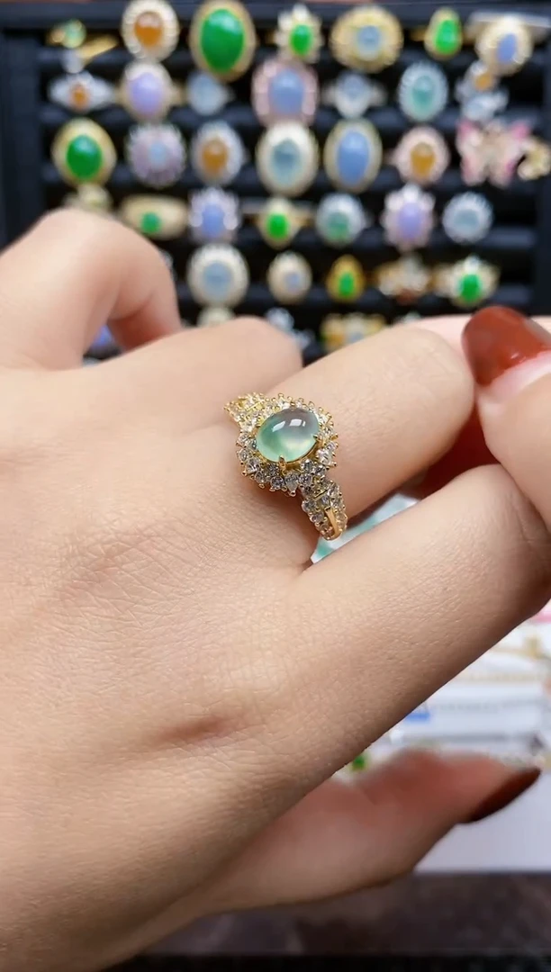 银S925镶嵌戒指翡翠406