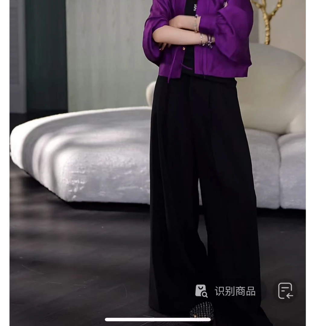 i-EAST 行走的海报~高级感褶皱百搭休闲裤-5X K25019