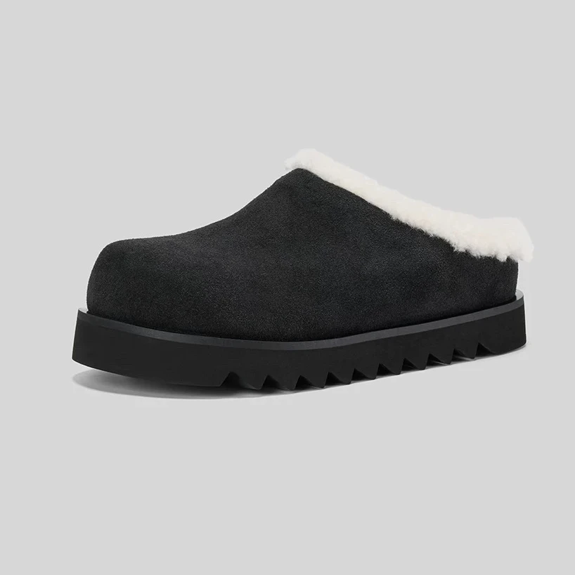 复古厚底勃肯鞋2025冬季新款百搭软底保暖加绒包头拖 RQDD 6599