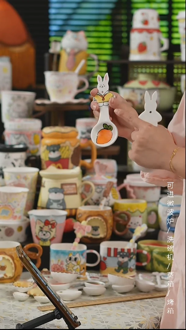 杯子景德镇高温釉下彩纯手绘创意瓷