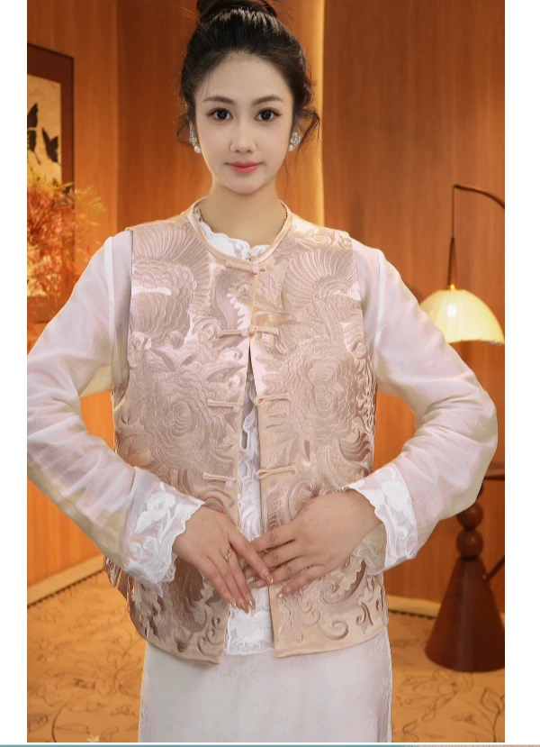 【唐梦牡丹】 新中式时尚国潮风复古夏季休闲马甲2025A6988-小美