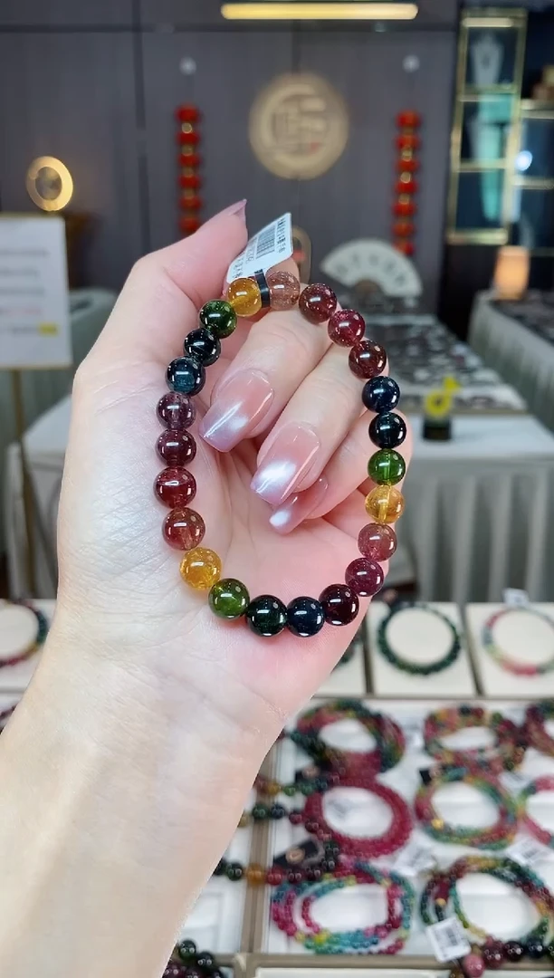 未镶嵌老矿碧玺色标彩虹单圈手串8mm+碧玺多样性发一条hon