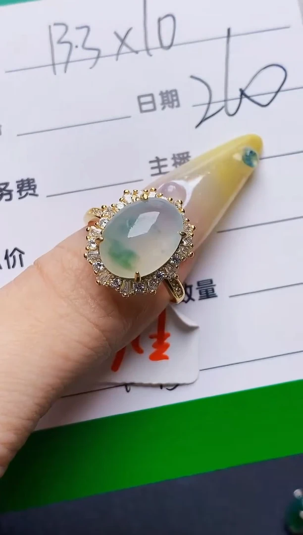 银S925镶嵌戒指翡翠7593