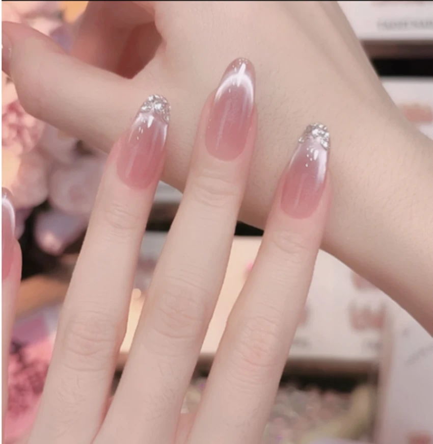 【指尖碎钻】纯手工新款穿戴美甲款显白百搭腮红猫眼可拆卸--10片装