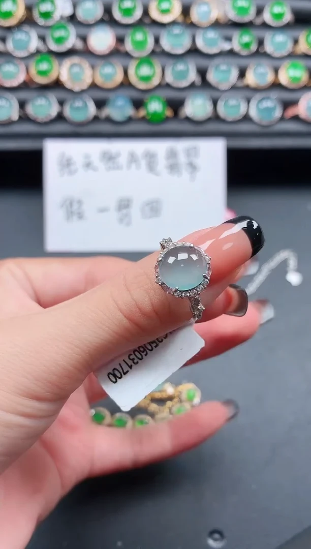 翡翠戒指银S925镶嵌111111