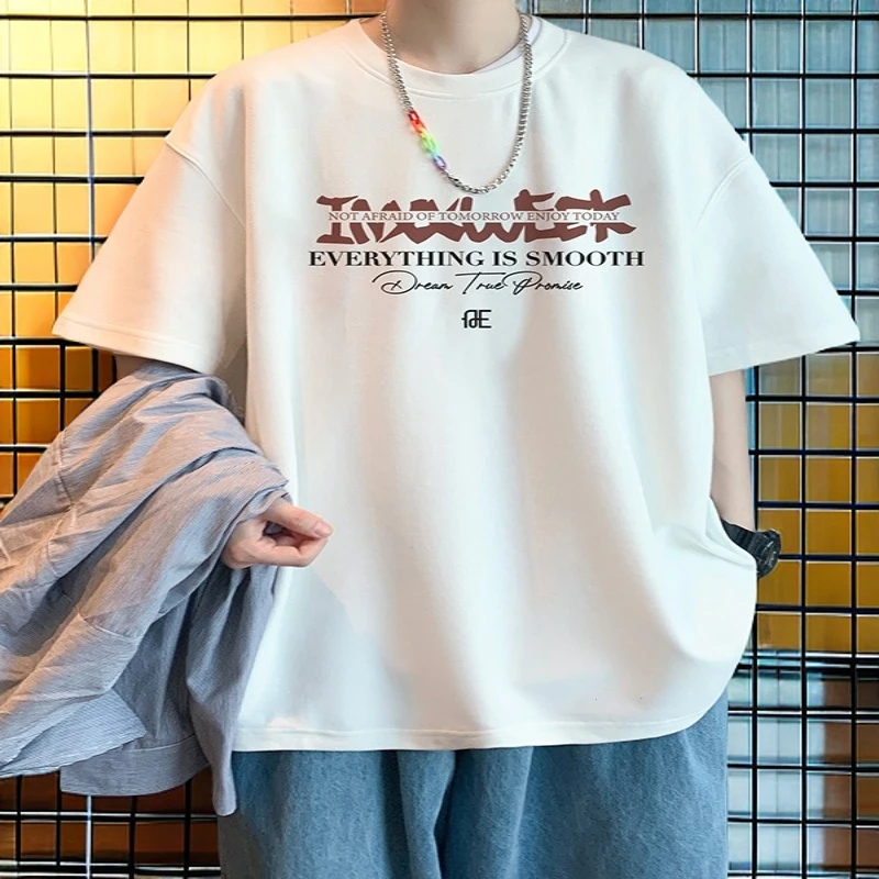 美式短袖t恤男夏季2025新款短t青少年潮牌男潮流oversize半袖上衣