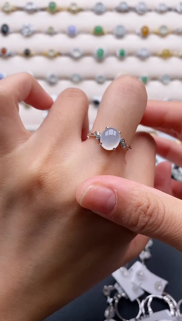 银S925镶嵌戒指翡翠3333333+3