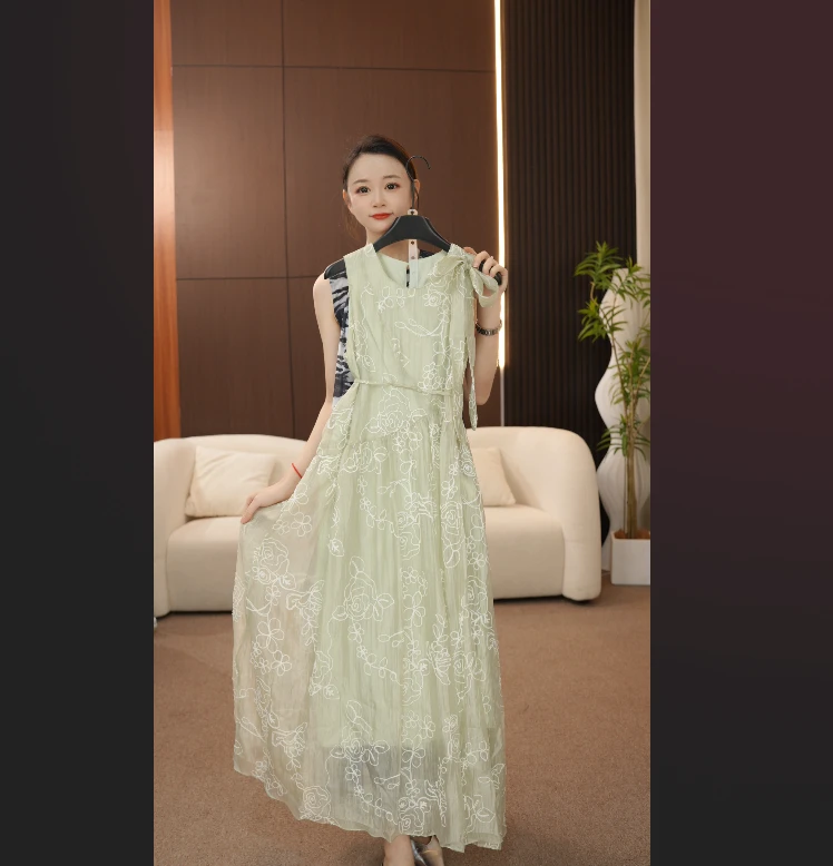 【fei】夏季宽松腰休闲风常规连衣裙显瘦气质优雅长裙Y260227