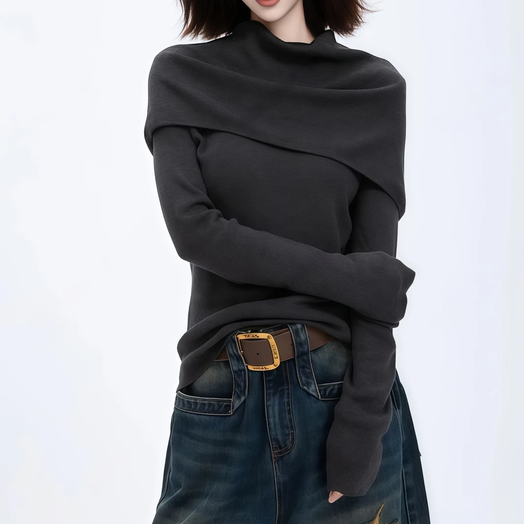 巨好看的韩系氛围感穿搭连帽针织衫秋冬设计新款时尚洋气百搭女装