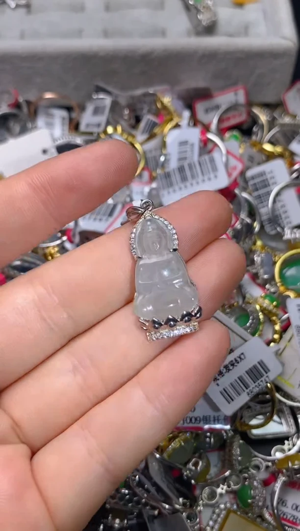 银S925镶嵌戒指翡翠百内无证书