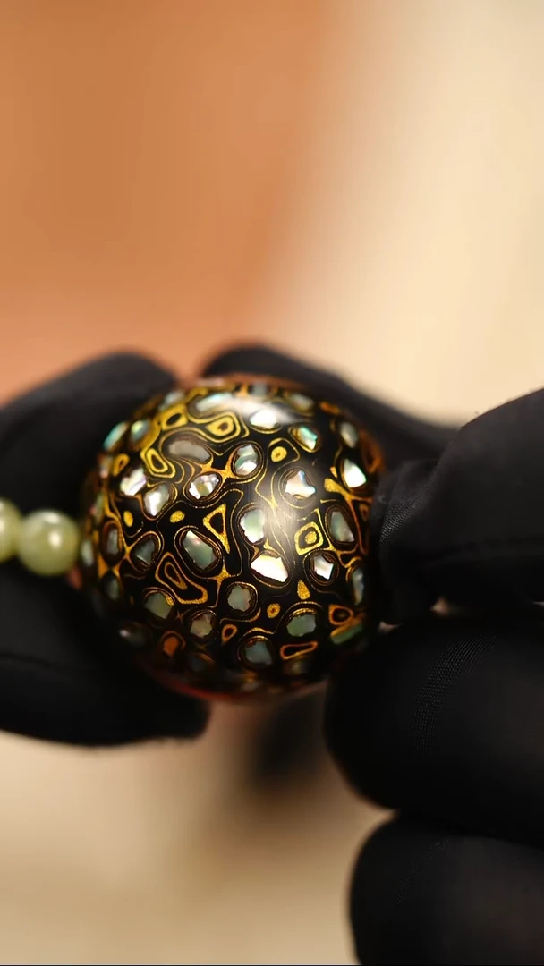 @3.0满螺钿黑金设计款流苏 @ 大漆珠 非遗大漆