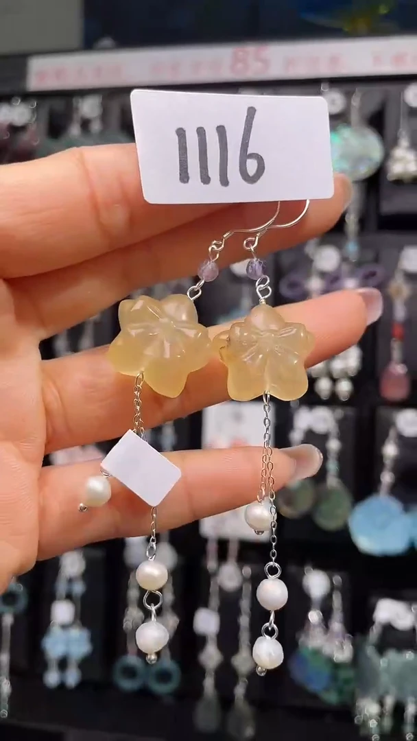 未镶嵌萤石耳环喜欢拍