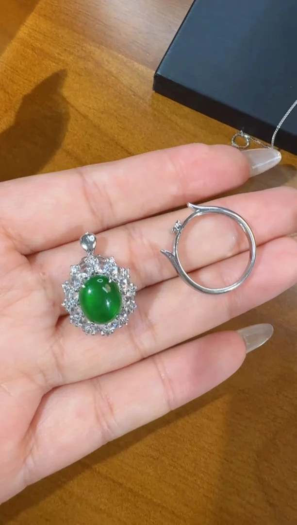 【闪购商品】翡翠戒指银S925镶嵌天然A货翡翠戒指