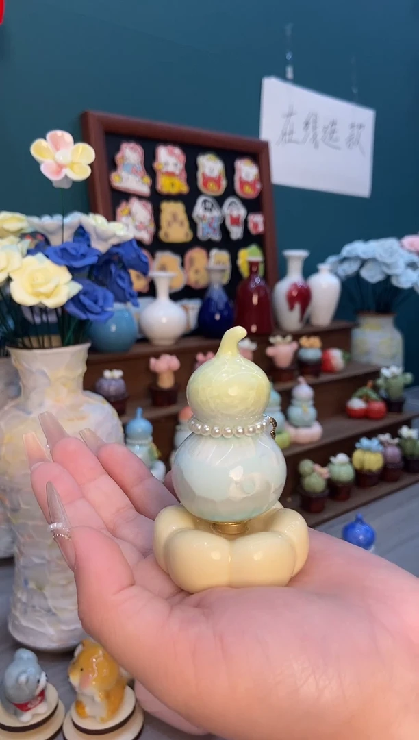 摆件黄色葫芦景德镇陶瓷转转1个装