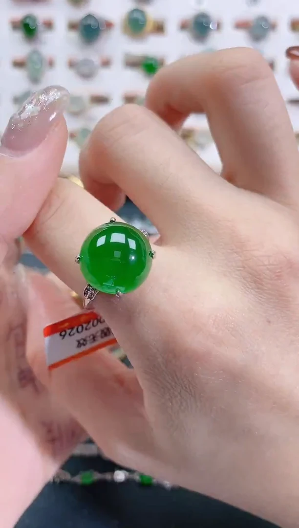 银S925镶嵌戒指翡翠天然翡翠