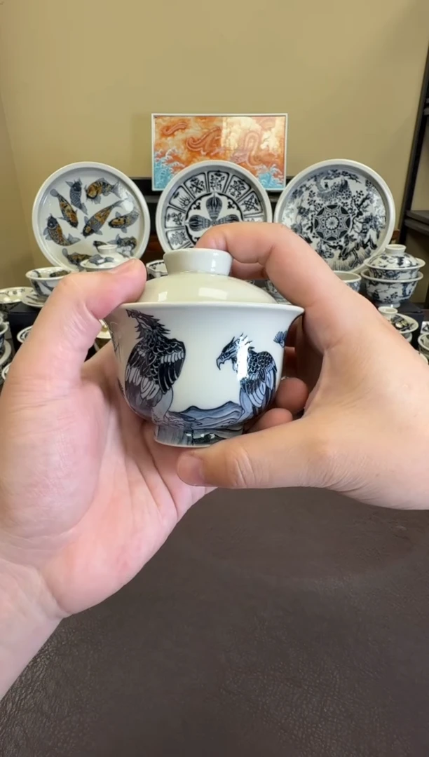 二号釉苦禅的鹰盖碗