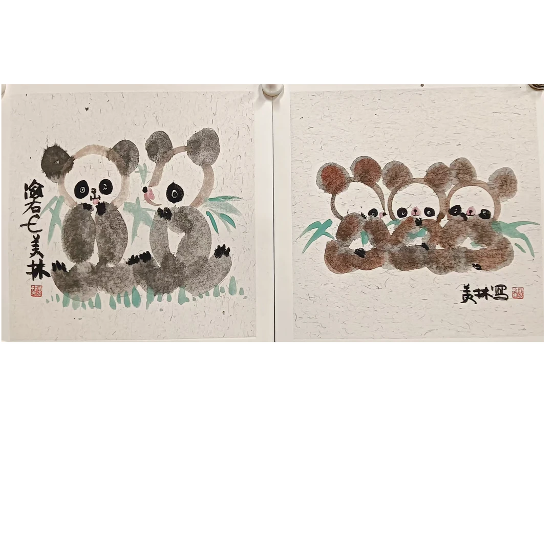 韩 款熊猫画片33*33*2约1.9平尺