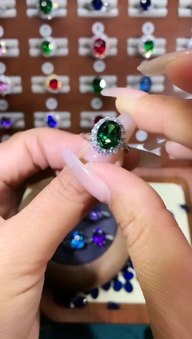 银S925镶嵌戒指碧玺810白