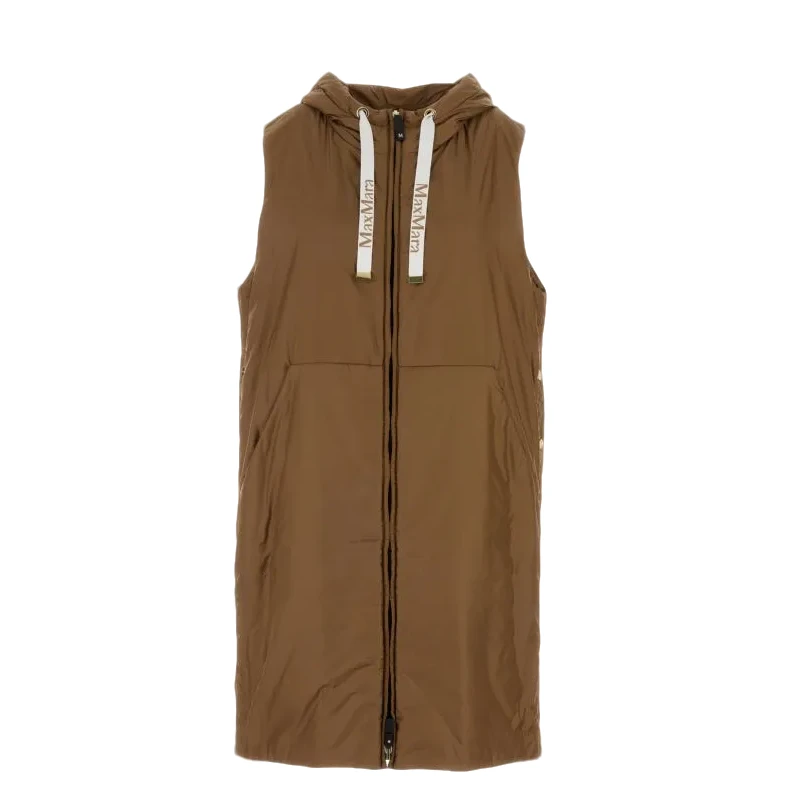 全新未使用 MaxMara 奢邦/The Cube 纯色连帽抽绳长款羽绒马甲