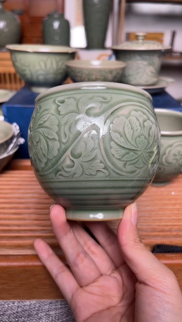 【闪购商品】其他34耀州窑纯手工牡丹大缸杯