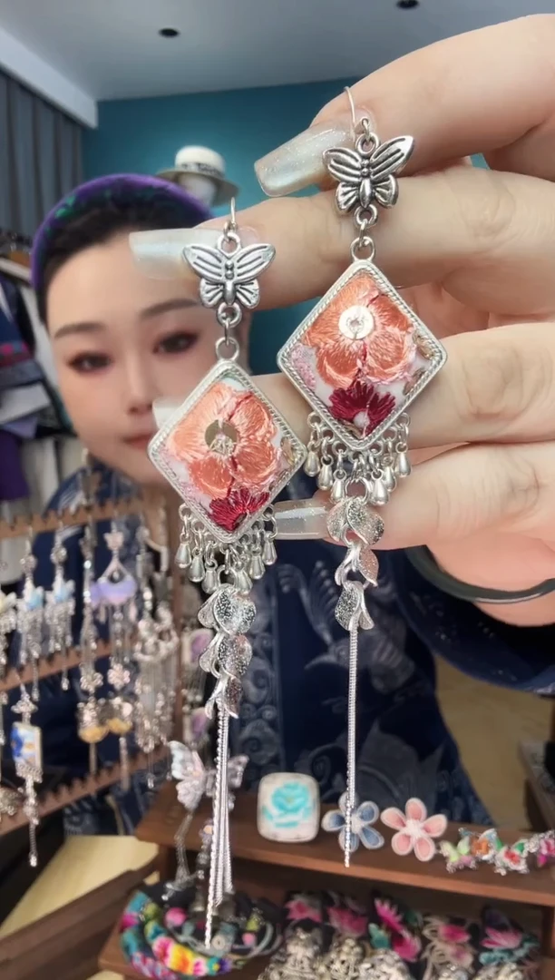 刺绣纯手工民族风刺绣耳环