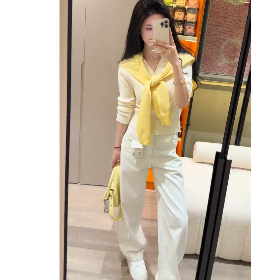 2025秋冬新款分割拼接休闲弯刀牛仔裤女宽松阔腿香蕉裤镰刀裤子