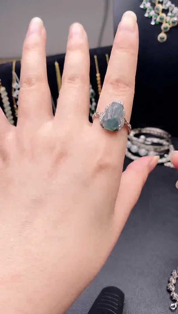 银S925镶嵌戒指翡翠11111111