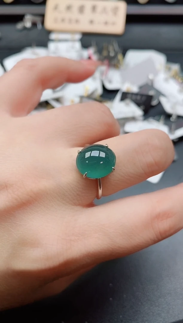 银S925镶嵌戒指翡翠11