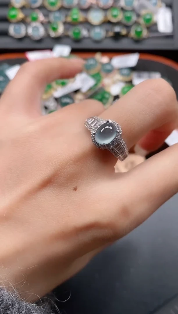 银S925镶嵌戒指翡翠111