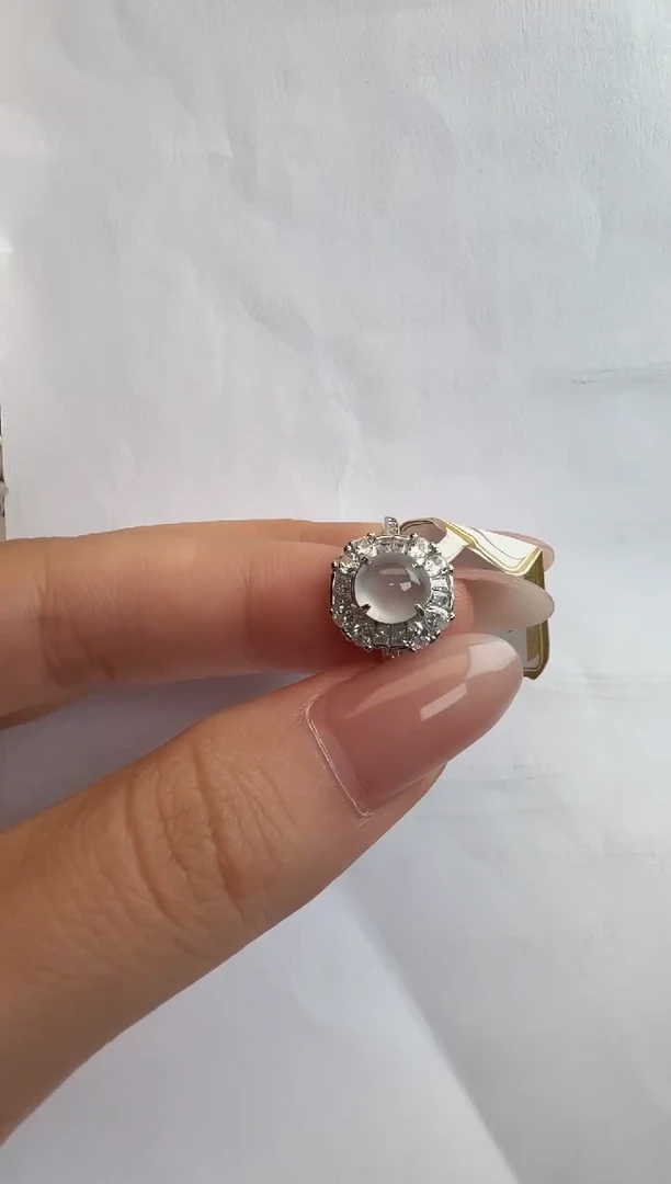 银S925镶嵌戒指翡翠通体925银镶缅甸A货翡翠戒指199