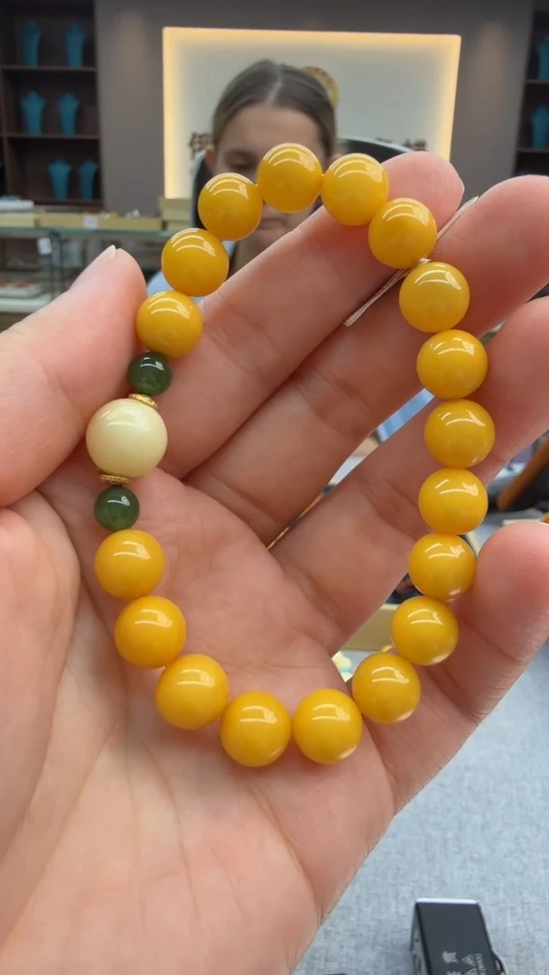 手链琥珀未镶嵌24秒拍号 假一罚三